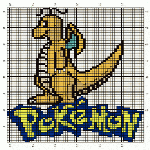 Dragonite Pokemon knitting chart