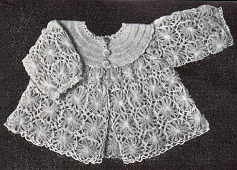 long sleeve baby jacket made fromm loomed flowers