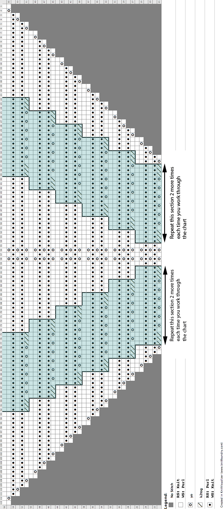 Knitting chart for the feather and fan comfort shawl.