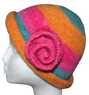 Knit and felted rolled brim hat
