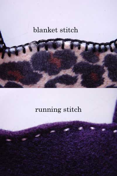 Blanket stitch and running stitch seams