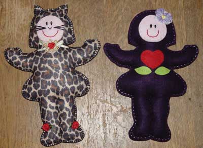 Two smaller felt Betsy dolls