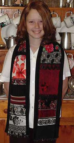 Red and black patchwork scarf