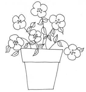 Flowers in a pot embroidery pattern