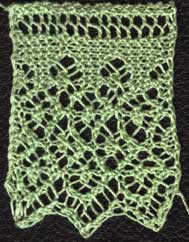 Knitted lace border with diamond edging and spots