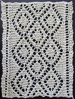 Diamond lace insertion knit form a Victorian era knitting pattern.