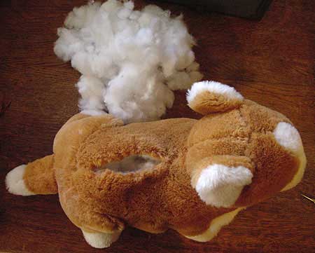 Soft toy with some stuffing removed