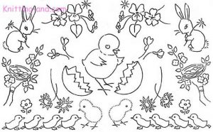 Rabbit and chick embroidery designs for Easter