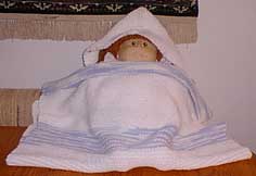 Knit hooded baby towel with doll