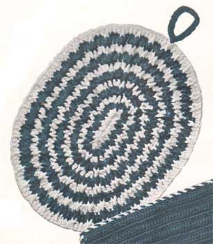 Oval shapedpotholder with stripes