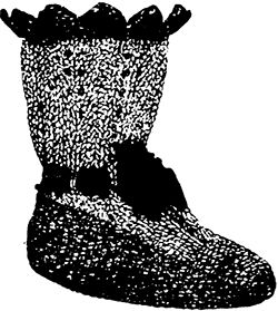 Drawing of Victorian knitted baby booties