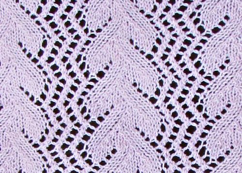 Stitch detail of ivy knitted lace tidy or table runner