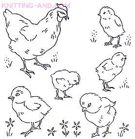 Chicken and baby chick embroidery designs