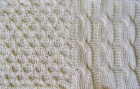 Honeycomb and cable knit quilt, knit from a Victorian era knitting pattern