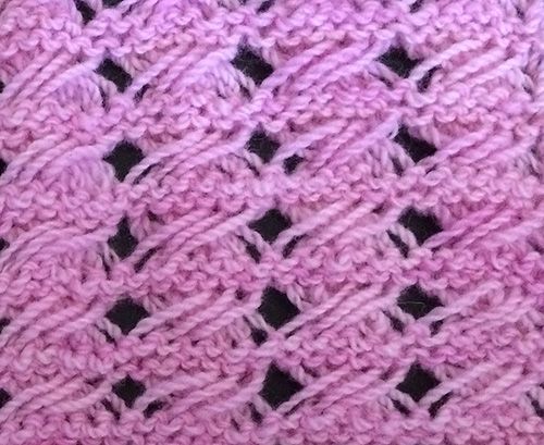 Detail of the knitted lattice stitch used in the afghan