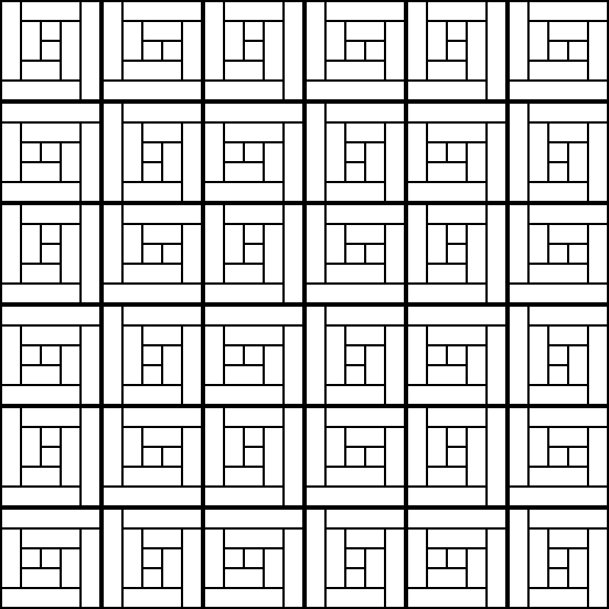 Log cabin chart with rotated squares