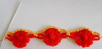 Joining the motifs with a crocheted edging