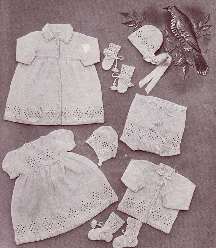 Lullaby baby layette with free knitting patterns
