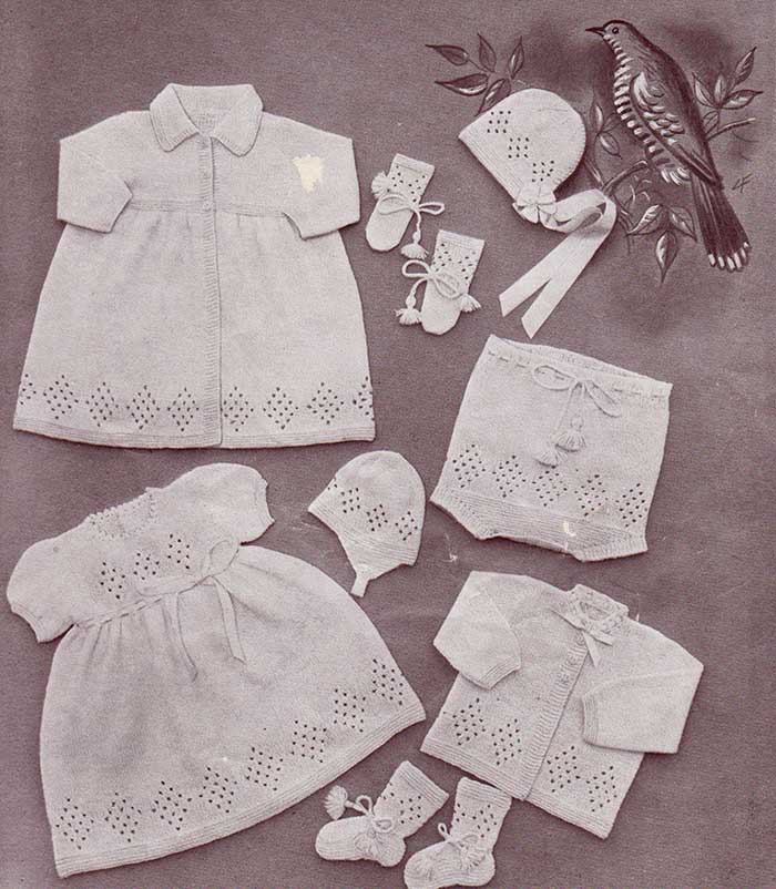 Lullaby baby layette with free knitting patterns