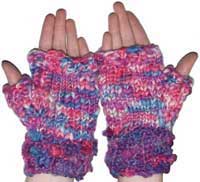 Chunky yarn hand knit fingerless mitts
