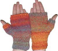 Child size knitted fingerless mitts