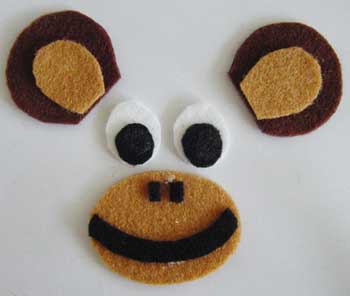 Face and ears cut from felt