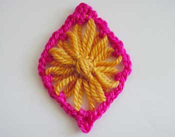 Diamonds with crocheted borders