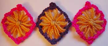 Three flower loom motifs joined together