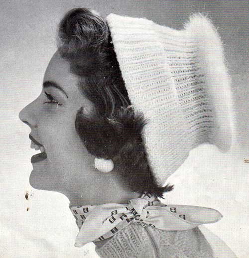 Angora mushroom beanie from a vintage pattern