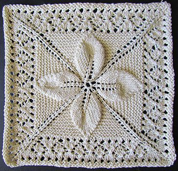 Leaf and lace counterpane square knit from a Victorian era knitting pattern.