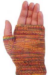 Fingerless mitts knit with fingering or sock weight yarn