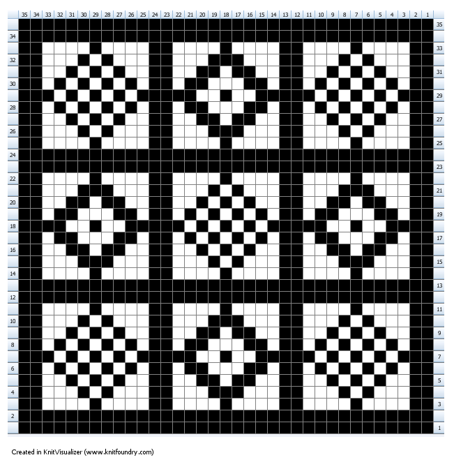 Fairisle chart for Pine vintage glove pattern