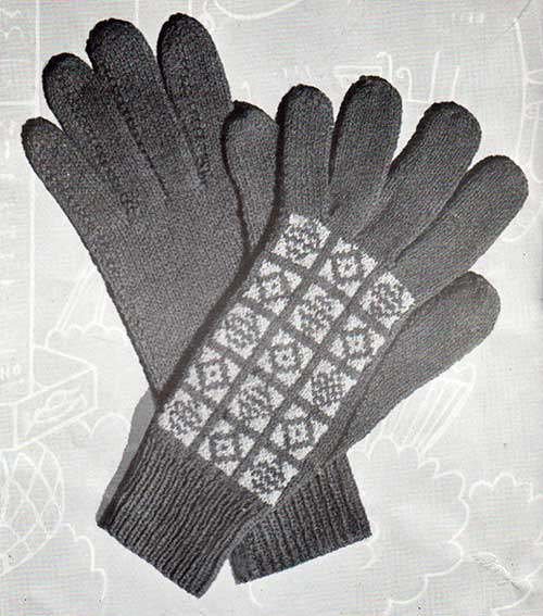 Free knitting pattern: Pine gloves for ladies, with fair-isle backs.