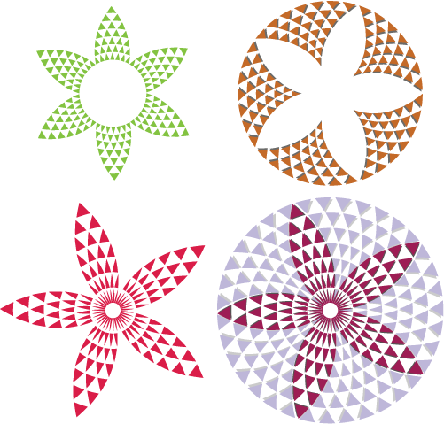 Stacked triangle flowers drawn in Adobe Illustrator