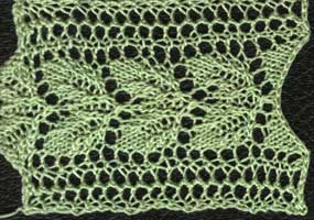 Knitted lace insertion with rose leaves