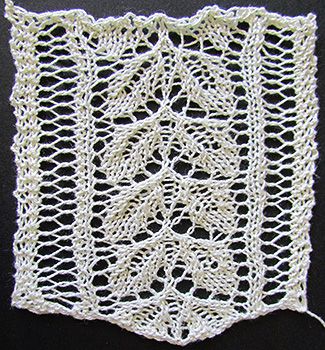 Rose leaf lace insertion knit from a Victorian era knitting pattern