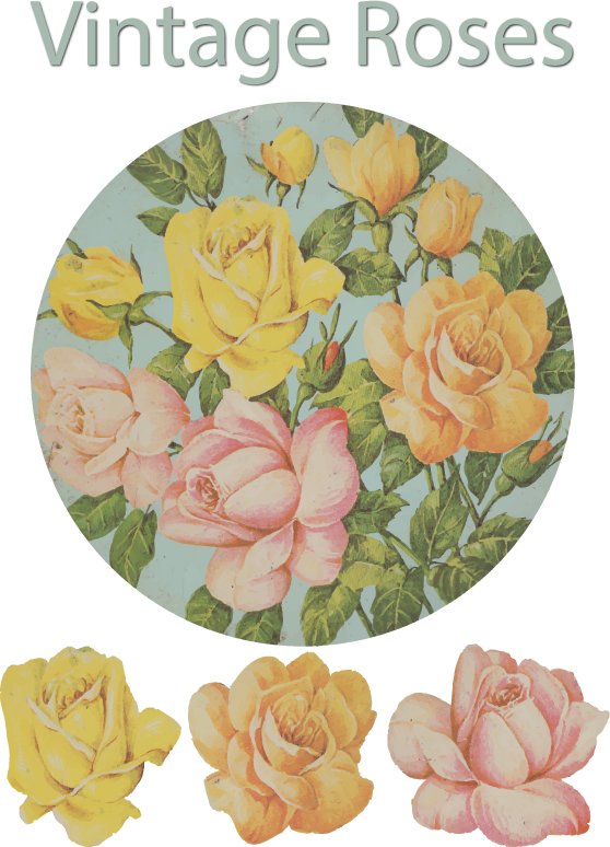 Antique tin with painted roses