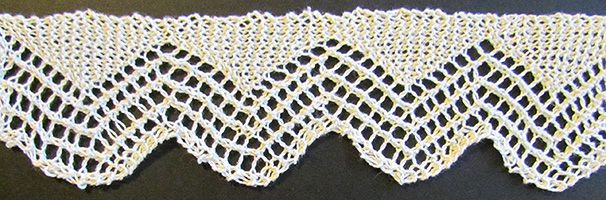 Scallop edged eyelet lace knit from a Victorian era knitting pattern