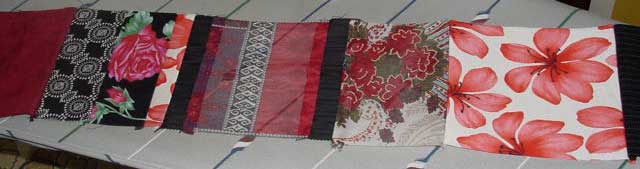 Red and black patches sewn together