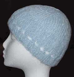 Mohair hat with eyelet patterning