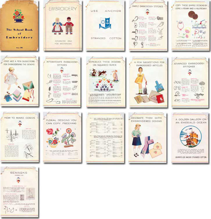 The schoobook of embroidery page thumbnails