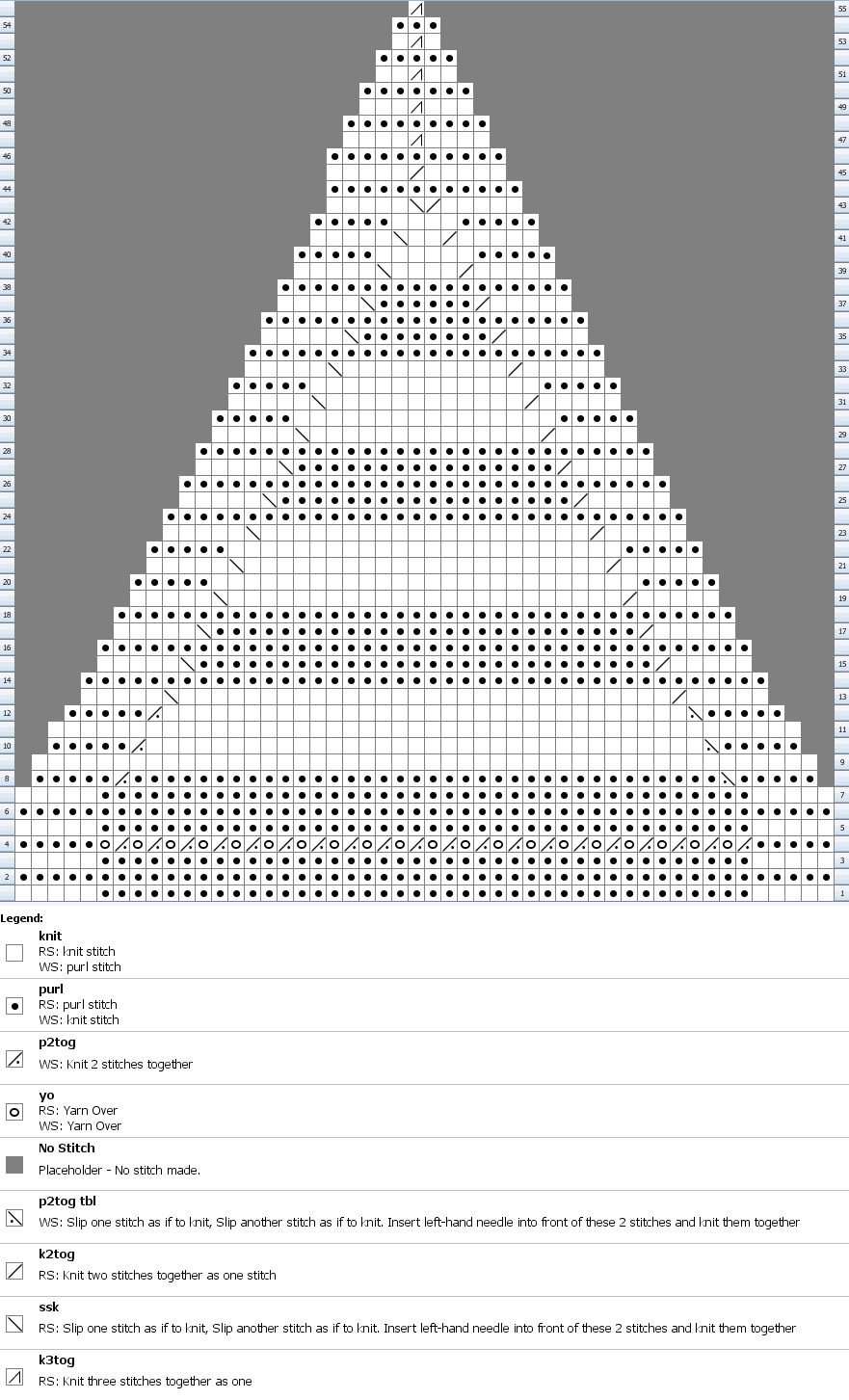 Chart for knitting a shell counterpane motif