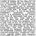 A Description of Singercraft Articles to be Shown at the Royal National Show (Australia), Brisbane Courier, August 3, 1934