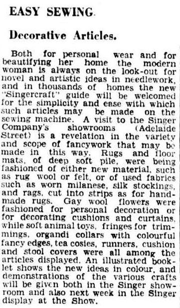 Article about the Singercraft guide from 1934