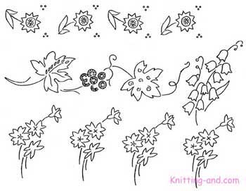 Grape vine and flower emrboidery patterns