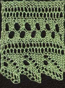 Knitted lace edging with leaf border