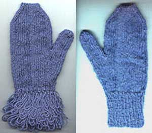 Mittens with and without a fringed cuff