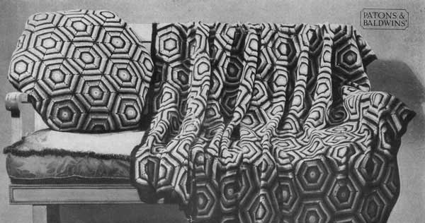crohet and blanket in striped hexagonal design