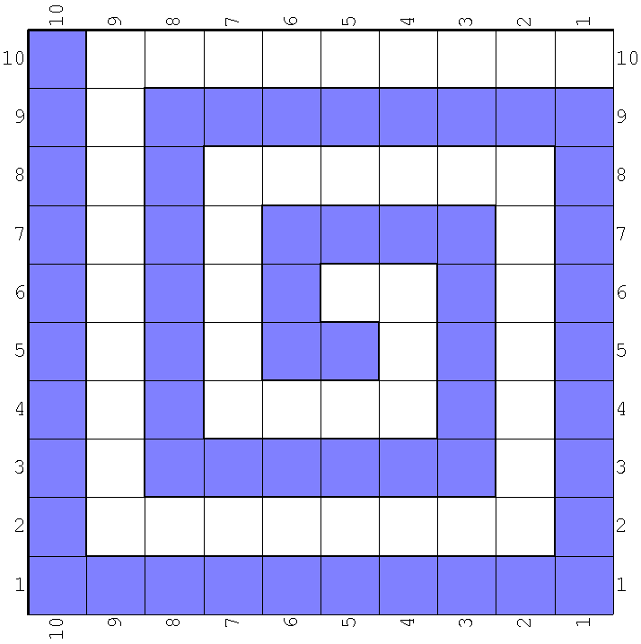 chart for a square design butterfly loom rug