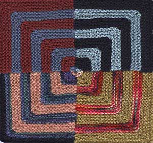 Four unblocked motifs stitched together to form concentric squares